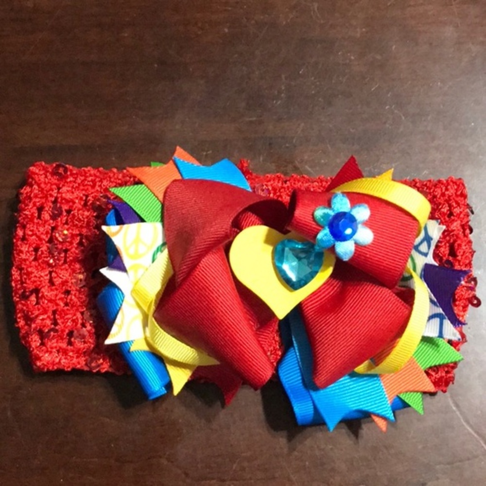 NEW HANDMADE Beautiful & colorful headband RED, YELLOW, BUE, GREEN